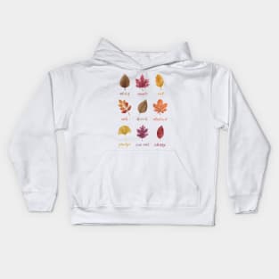 Fall Leaves Chart Watercolour Painting & Calligraphy Kids Hoodie